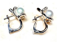 Ohrringe Sommer Dame Collezione Perle in Weißgold Perla PERLE MM 7/7,5 DIA CT 0.29 - PERLE MM 7/7,5 DIA CT 0.29